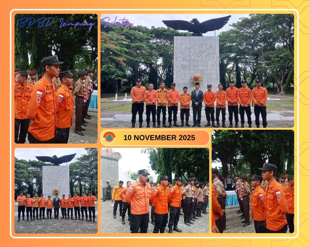 Plt. Kalaksa BPBD Lampung Selatan Maturidi, S.H dan Personil BPBD Yang Menghadiri Upacara Hari Pahlawan Ke-80